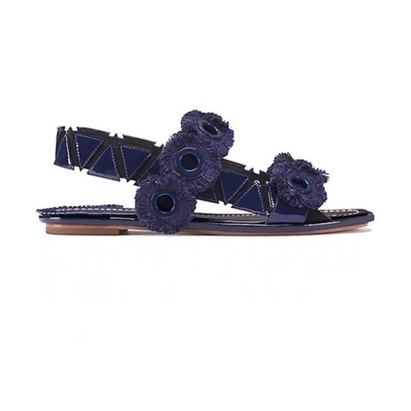TORY BURCH FREYA EYELET FLAT SANDAL - Picture 1 of 8